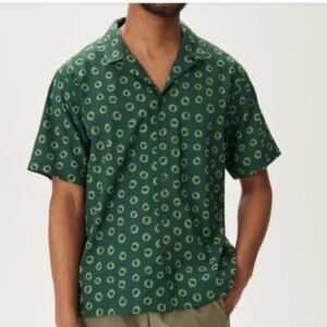 Outdoor Voices Solarcool Dark Green Circle Pattern Shirt